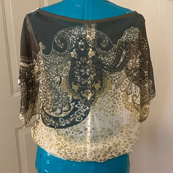 Studio Y Boho Oversize Elastic Waist Short Sleeve Women Top Size M - Picture 5 of 7